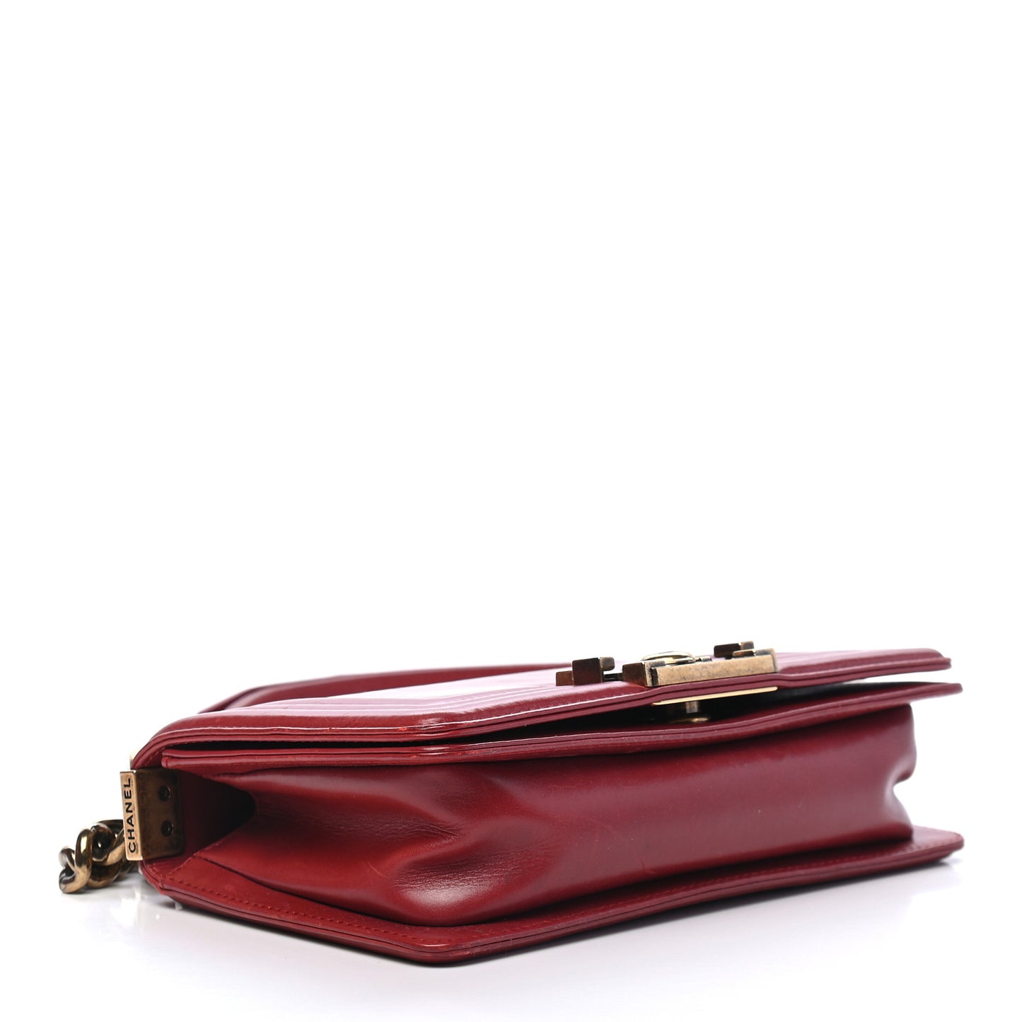 Glazed Calfskin Small Boy Flap Red