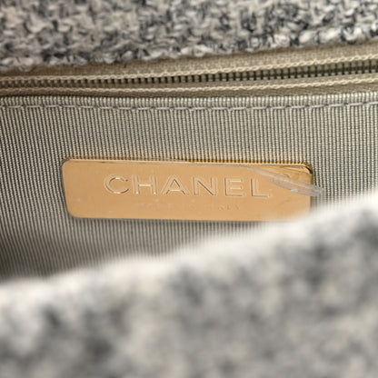 Chanel Tweed Quilted Medium Chanel 19 Flap Grey Ecru 6 of 10