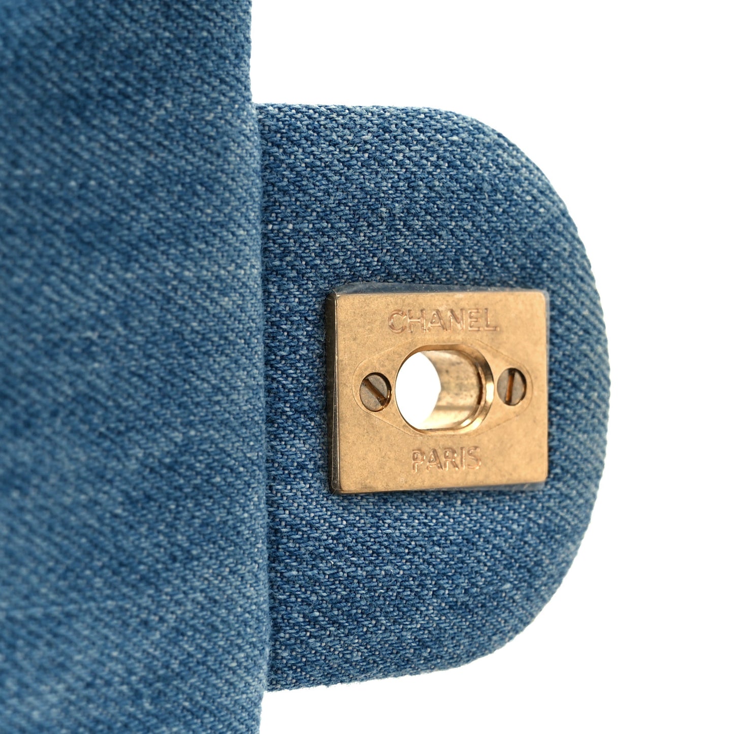 Denim Quilted Mini Pearl Crush Flap Blue