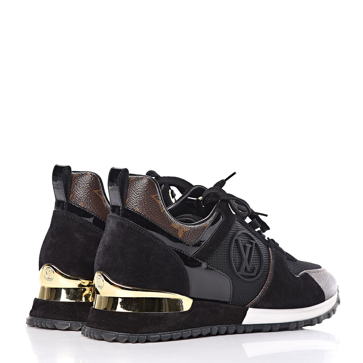 Suede Monogram Run Away Sneakers 38 Black