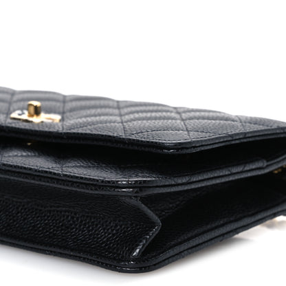 Chanel Caviar Quilted CC Turnlock Wallet On Chain WOC Black 11 of 12