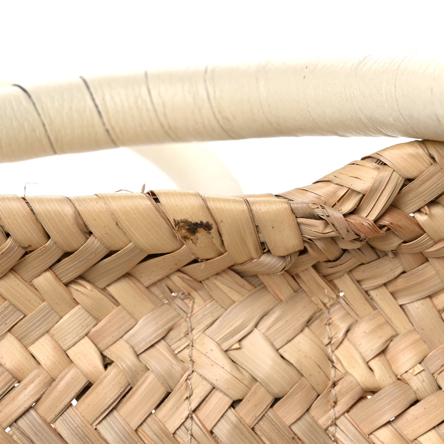 Raffia Small Grain Calfskin Medium Marcie Basket White