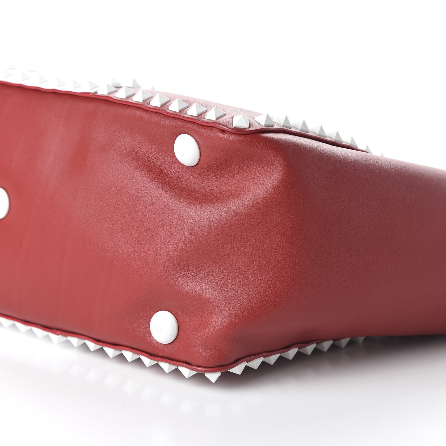 Vitello Colorblock Free Rockstud Tote Rosso Valentino White