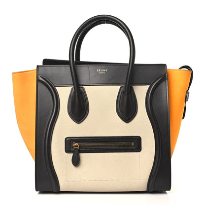 Celine Drummed Calfskin Nubuck Mini Tri-Color Luggage Chalk 1 of 9