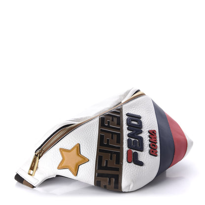 Fendi X FILA Cuoio Romano Vitello Century Mania Stars Belt Bag White Ice Ebano Multicolor 4 of 9