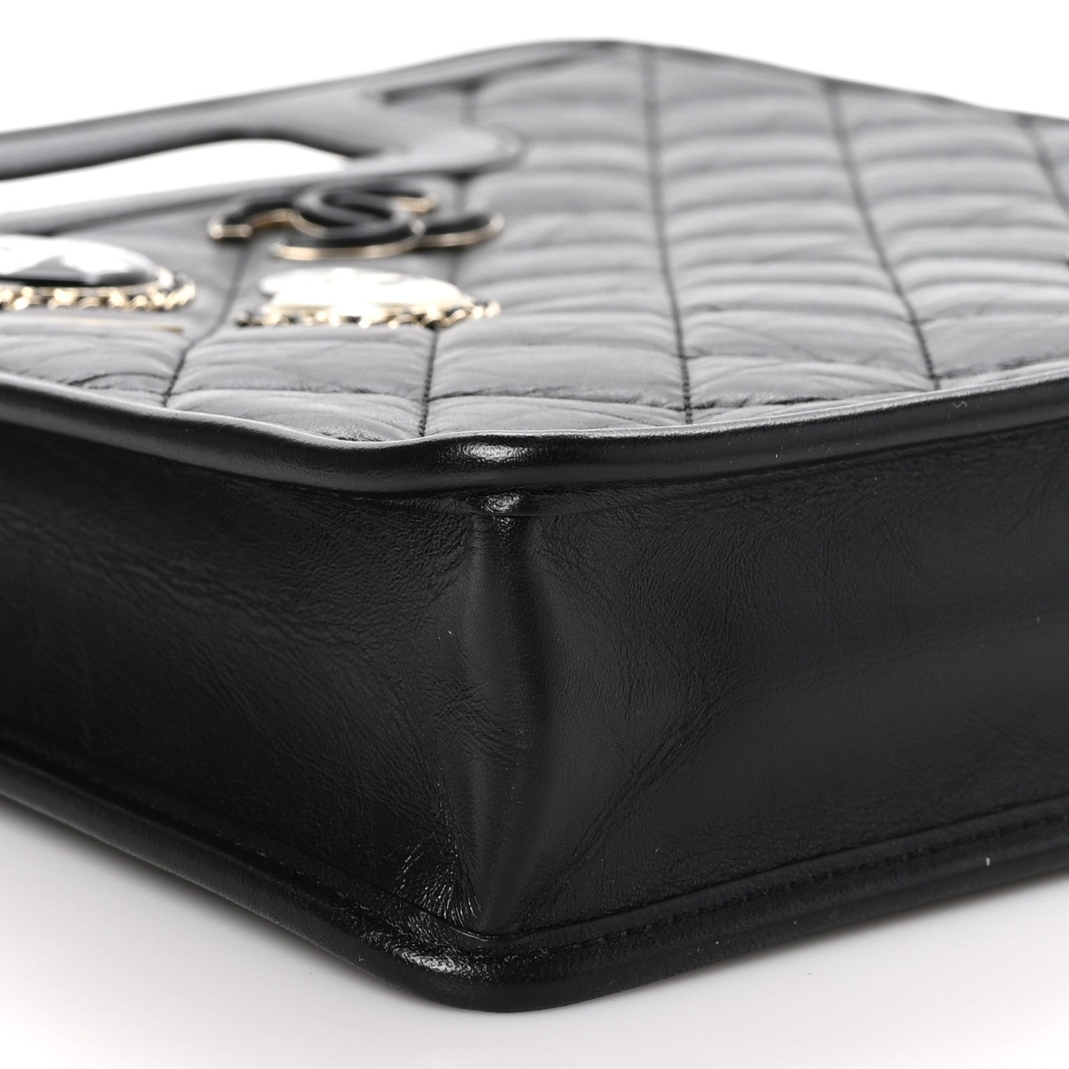 Chanel Aged Calfskin Small Charms Shopping Bag Black 9 of 10