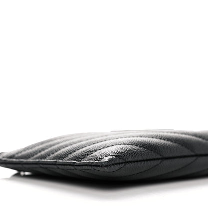 Saint Laurent Grain De Poudre Chevron Monogram Bill Pouch Black 8 of 10