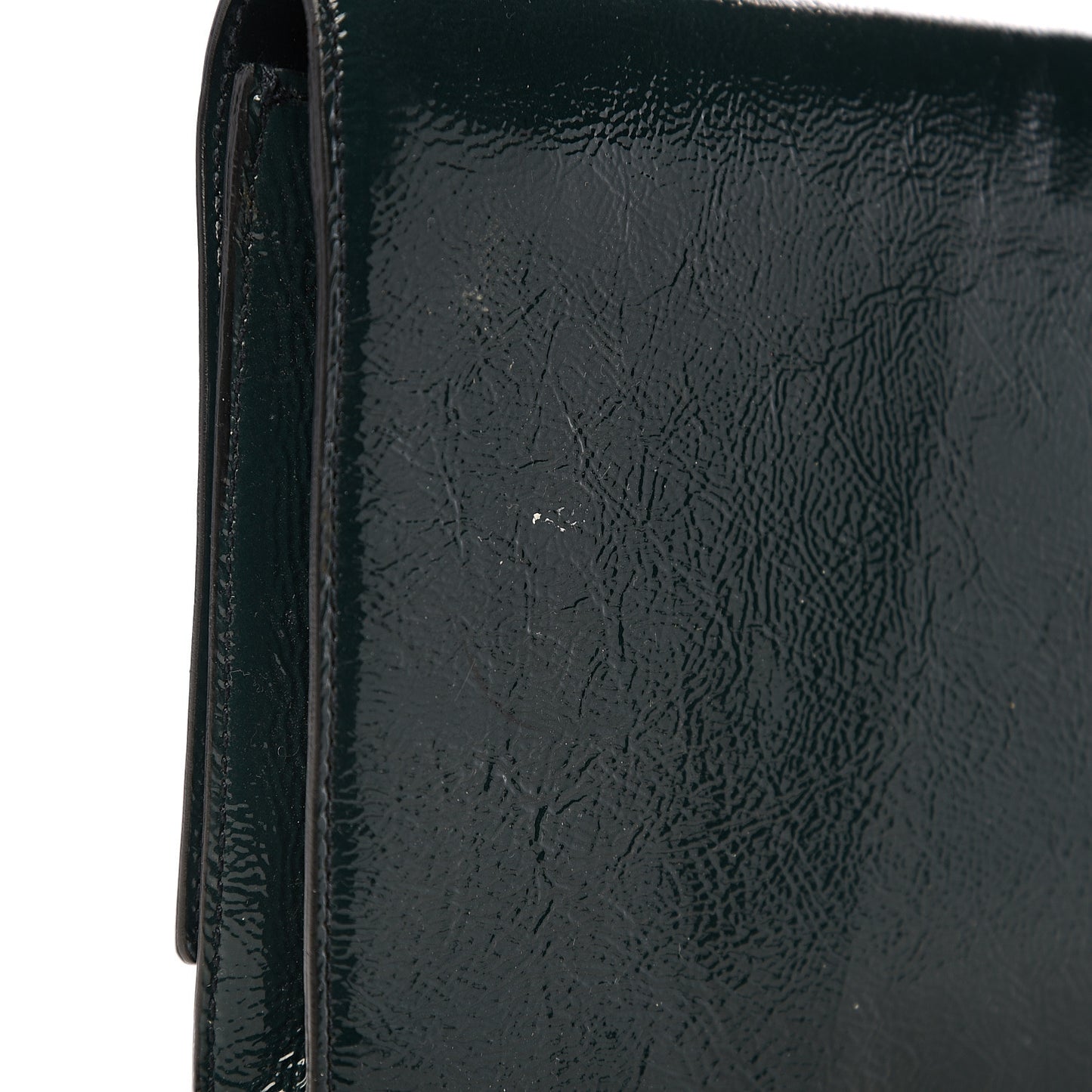 Textured Patent Calfskin Large Belle De Jour Clutch Green