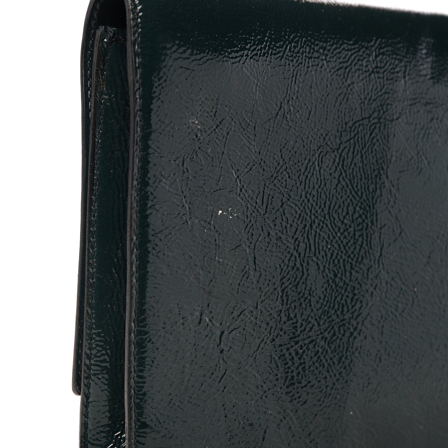 Saint Laurent Textured Patent Calfskin Large Belle De Jour Clutch Green 8 of 10
