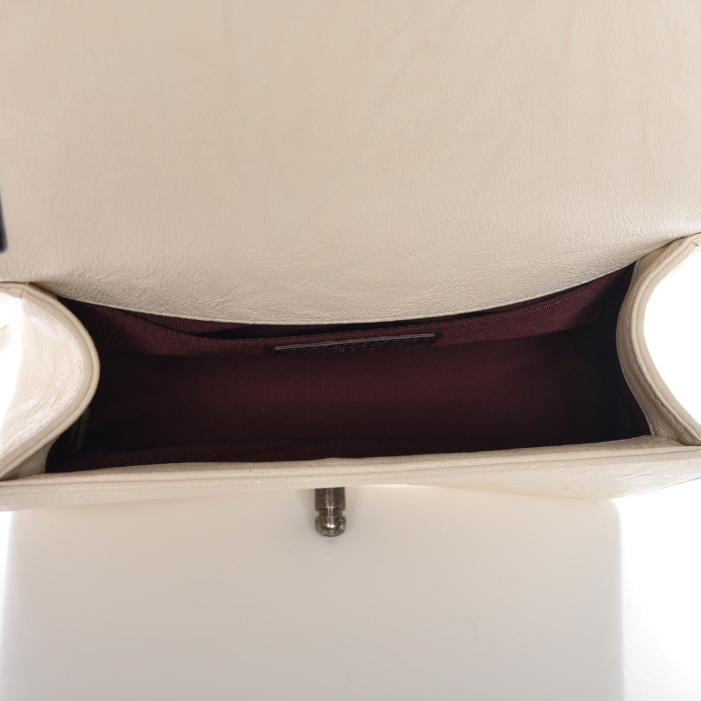 Crumpled Lambskin Small Studded Boy Flap Ecru