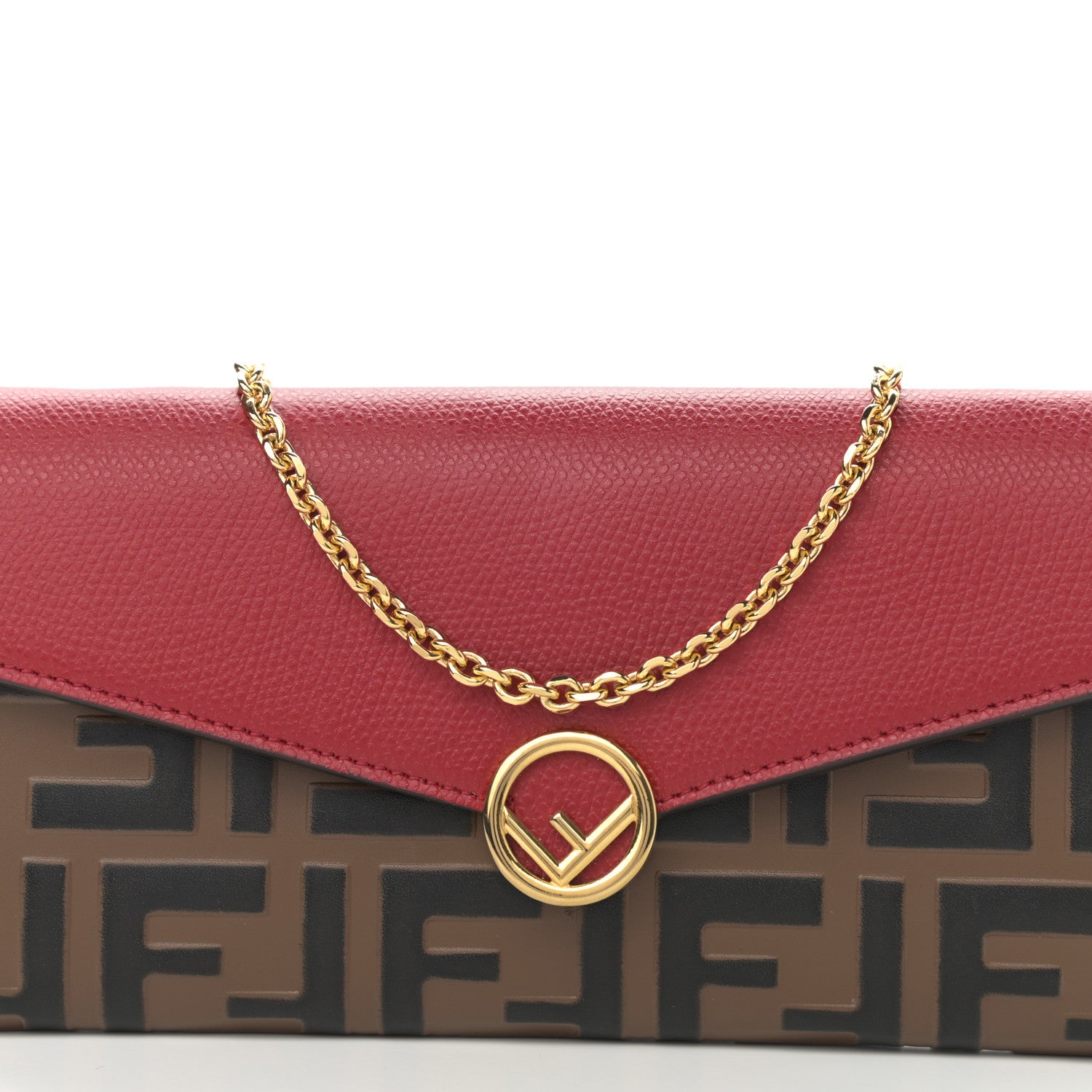Fendi Vitello Cruise F is Fendi Bi-Color FF 1974 Embossed Continental Envelope Wallet On Chain Maya Black Fragola 8 of 10