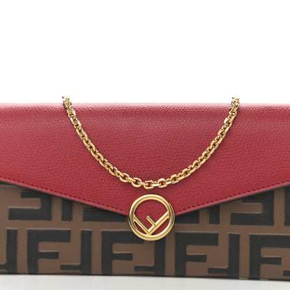 Fendi Vitello Cruise F is Fendi Bi-Color FF 1974 Embossed Continental Envelope Wallet On Chain Maya Black Fragola 8 of 10