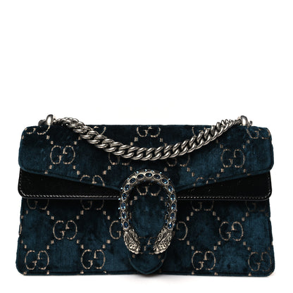 Gucci Velvet Skipper Crystal GG Monogram Small Dionysus Shoulder Bag Blue Beige Black 1 of 10