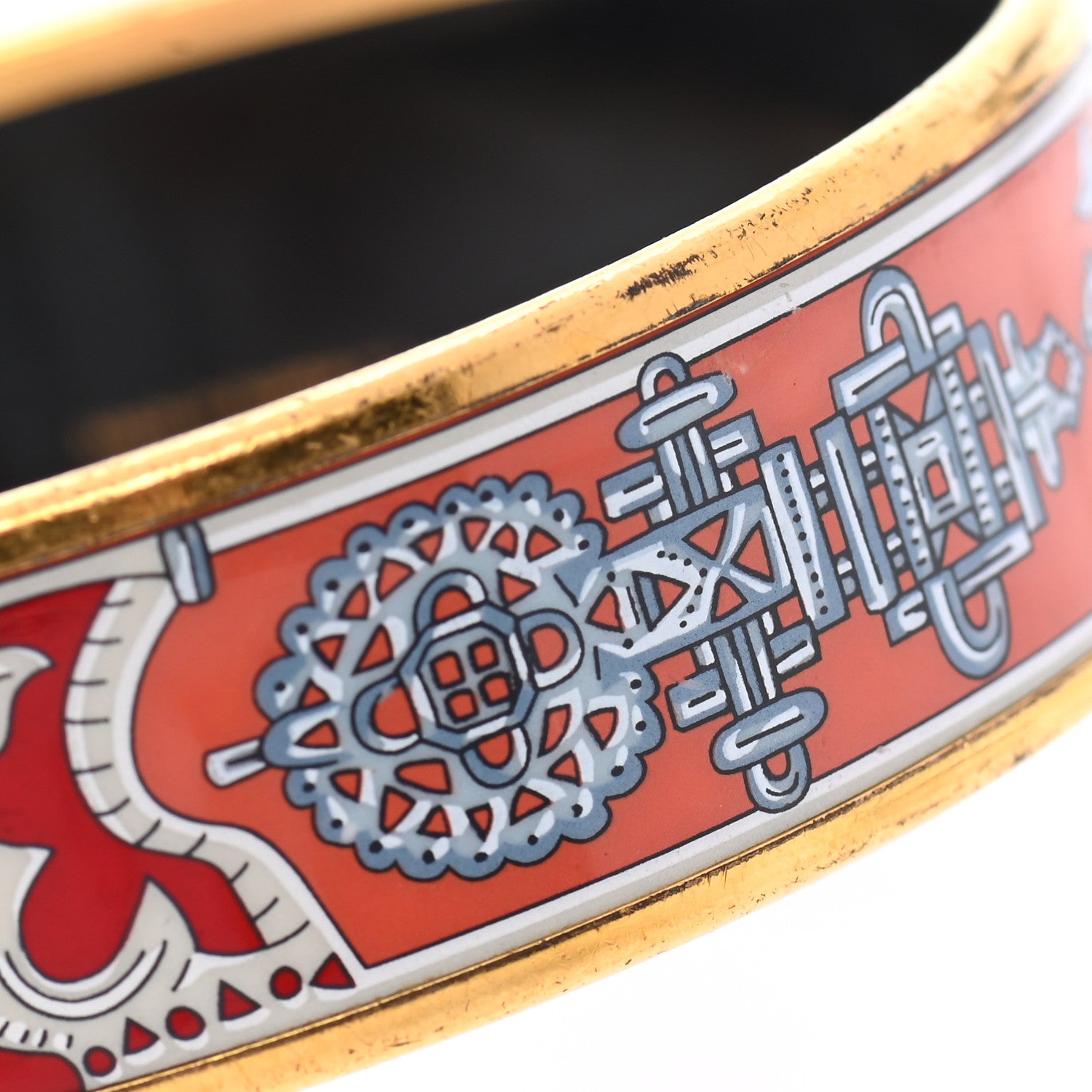 Hermes Enamel Printed Wide Birds Bracelet 65 6 of 7