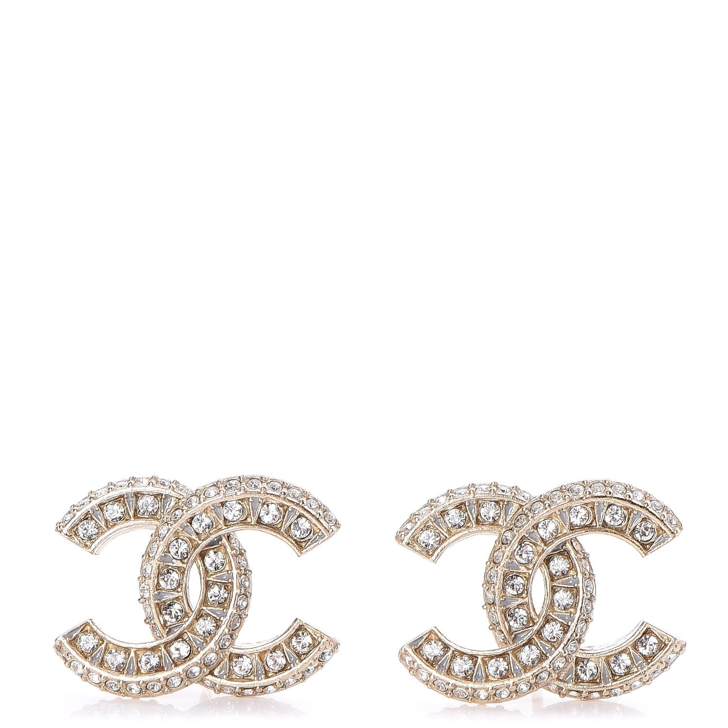 Chanel Crystal CC Earrings Gold 1 of 6