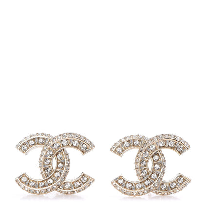 Chanel Crystal CC Earrings Gold 1 of 6