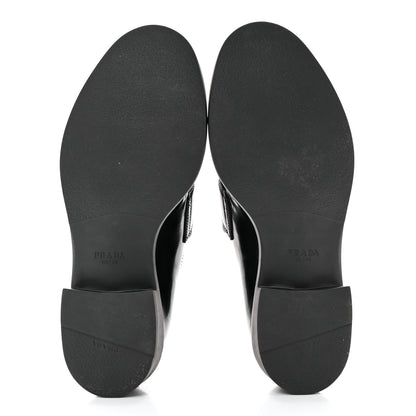 Prada Spazzolato Metal Triangle Logo 50mm Loafers 41 Black 5 of 8