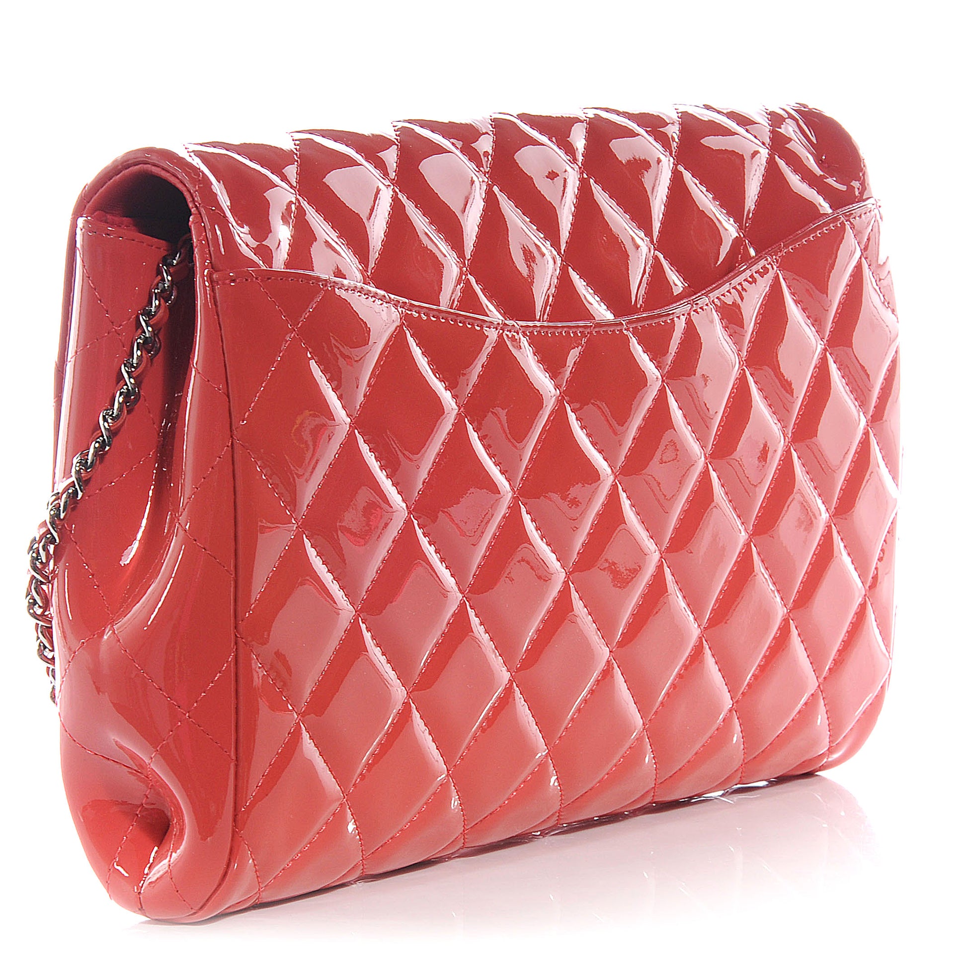 Chanel Patent Quilted Clutch Flap Rose Fonce 3 of 7