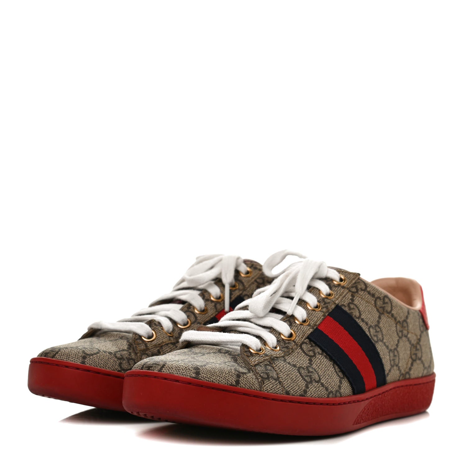 Gucci GG Supreme Monogram Ayers Web Womens Ace Sneakers 36.5 Red 6 of 18