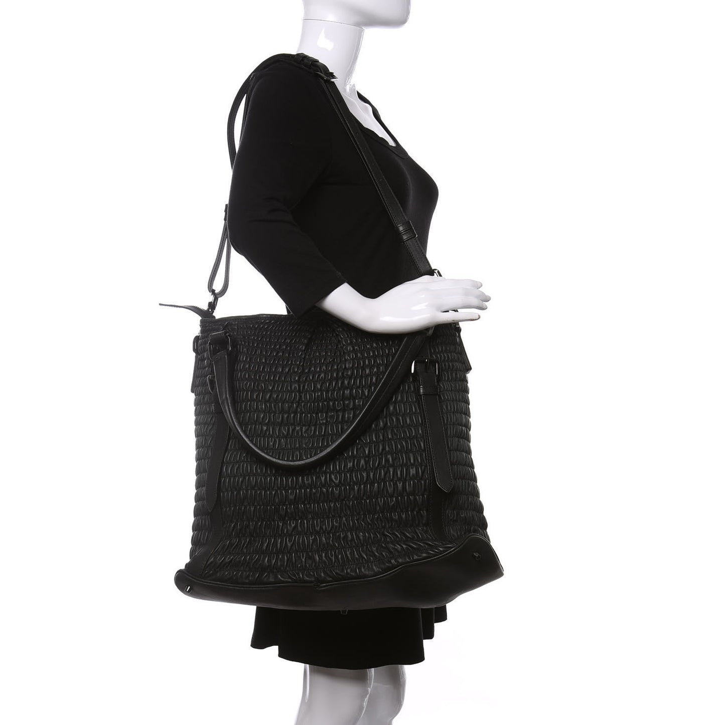 Calfskin Ruched Tote Green