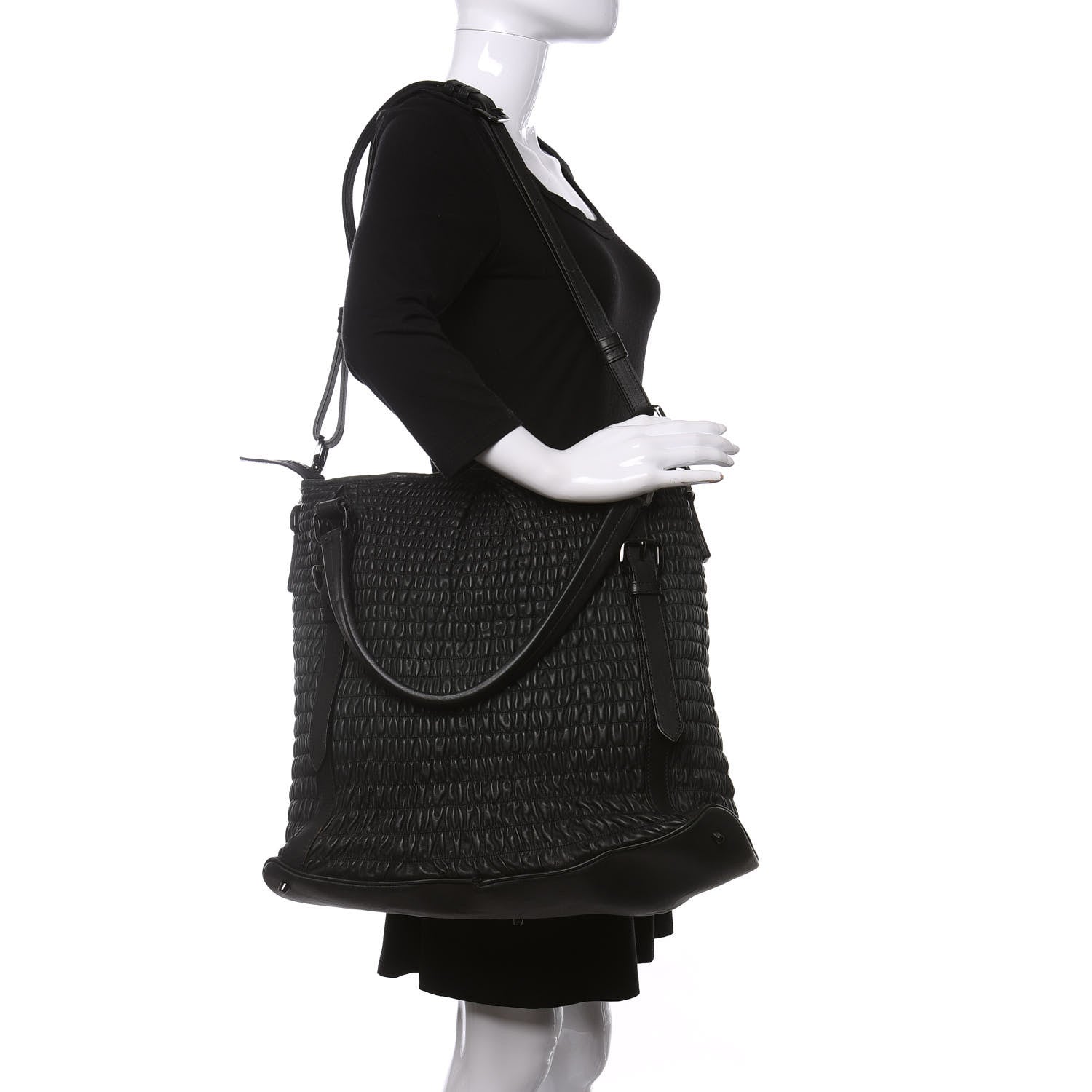 Burberry Calfskin Ruched Tote Green 2 of 13