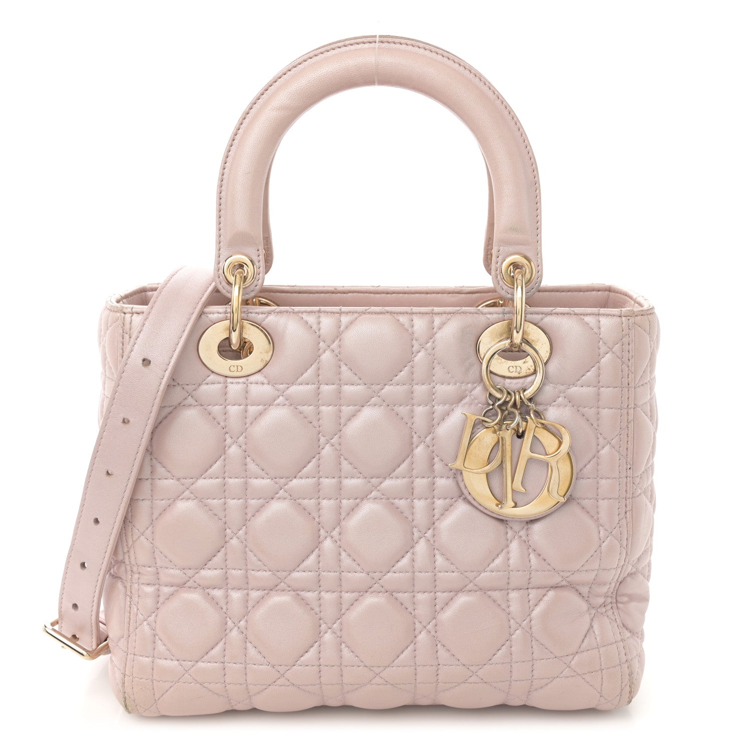 Christian Dior Metallic Lambskin Cannage Medium Lady Dior Lotus 1 of 13
