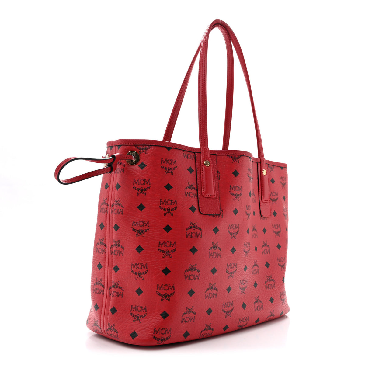 MCM Visetos Medium Liz Reversible Shopper Tote Candy Red 8 of 39
