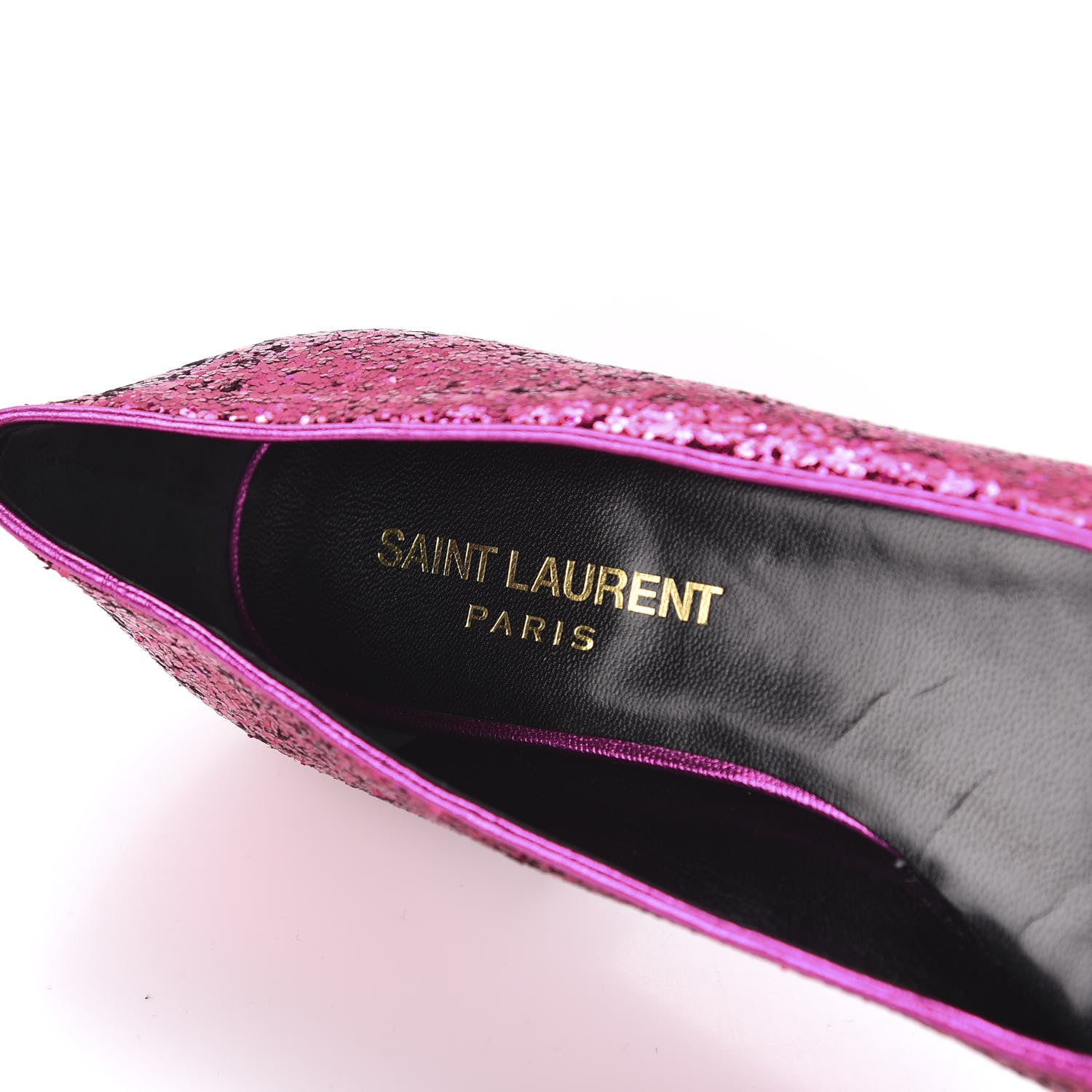Saint Laurent Metallic Sparkle Fabric Paris Ballet Flat 35 Fuchsia 7 of 8