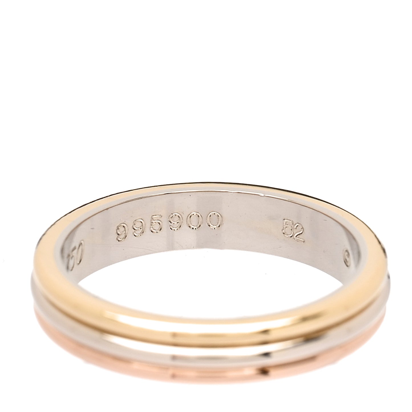18K Pink White Yellow Gold 4mm Trinity Wedding Band Ring 52 6
