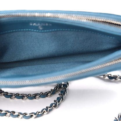 Chanel Lambskin Chevron Quilted Studded Small Clutch With Chain Blue 6 of 14