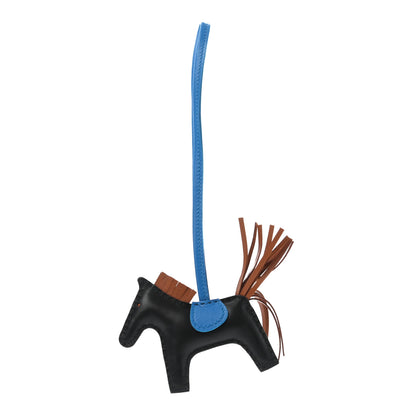 Hermes Milo Lambskin Grigri Rodeo Horse Bag Charm PM Black Gold Bleu Zanzibar 1 of 4