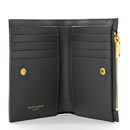 Saint Laurent Grain De Poudre Matelasse Chevron Monogram Zipped Two-Part Wallet Storm 5 of 6