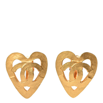 Chanel CC Heart Clip On Earrings Gold 1 of 5