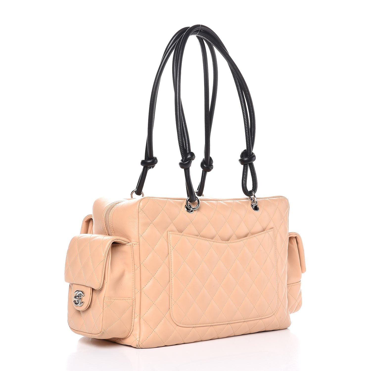 Chanel Calfskin Quilted Large Cambon Multipocket Reporter Beige Black 3 of 15