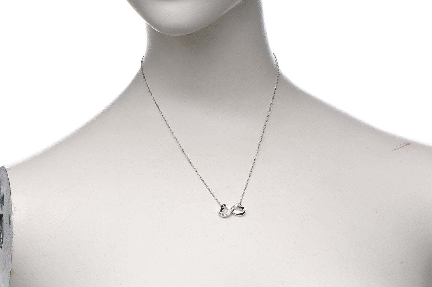 Tiffany 18K White Gold Diamond Paloma Picasso Double Loving Heart Necklace 2 of 11