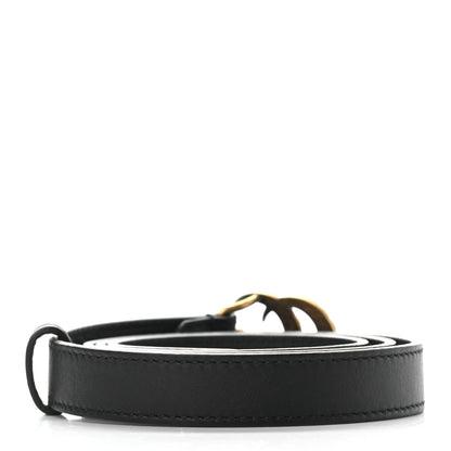 Gucci Calfskin Pearl Double G 20mm Belt 85 34 Black Cream 2 of 5