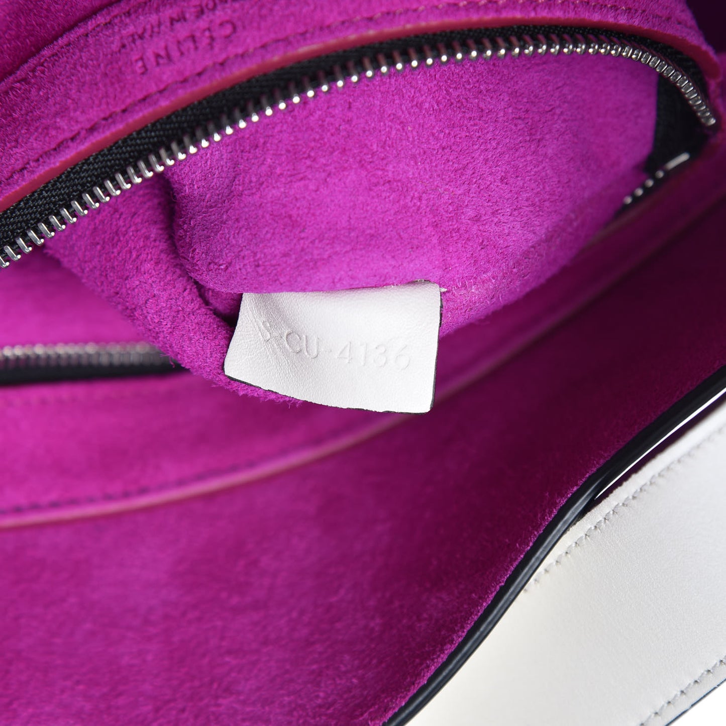 Natural Calfskin Biker Bucket Shoulder Bag White Magenta