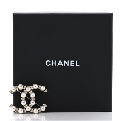 Chanel Pearl Crystal Nefertiti CC Brooch Gold 5 of 5