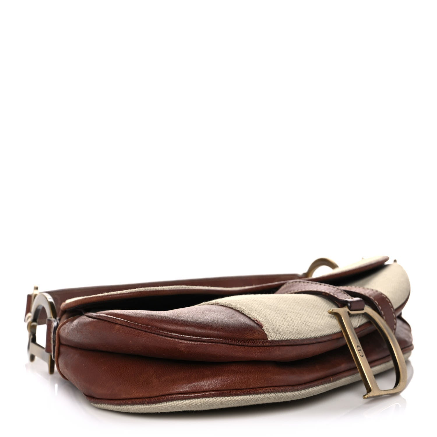 Christian Dior Canvas Calfskin Saddle Bag Beige 4 of 15