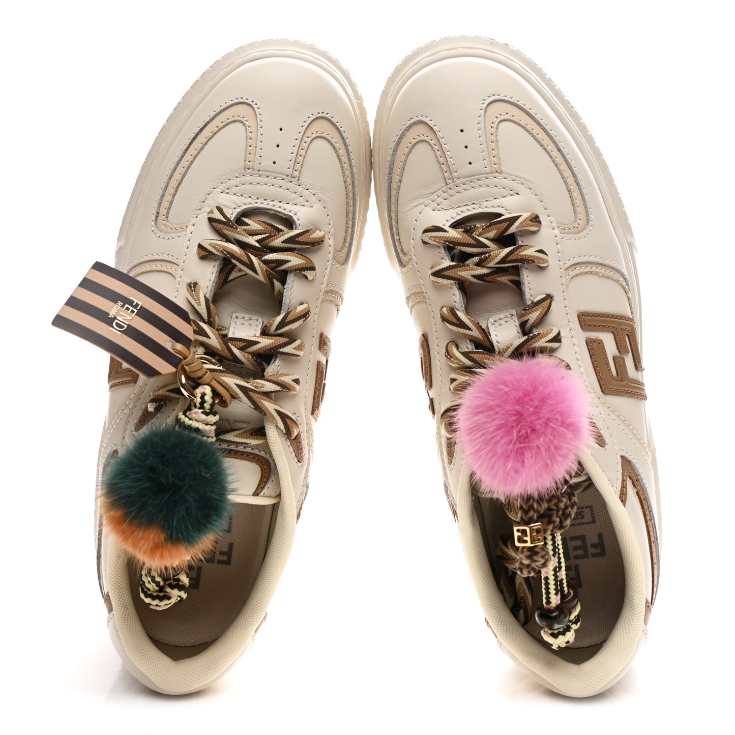 Calfskin Mink Fur Fendi Match 55mm Platform Sneakers 36 White