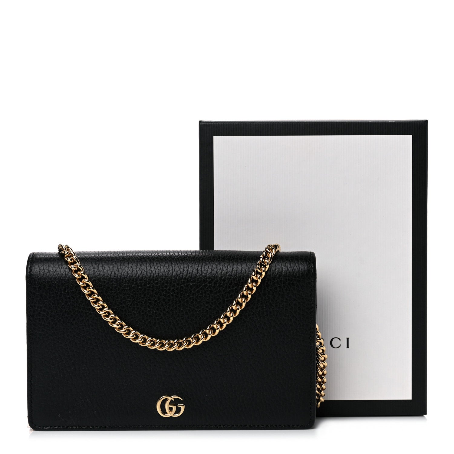 Gucci Calfskin Mini GG Marmont Chain Wallet Black 12 of 12