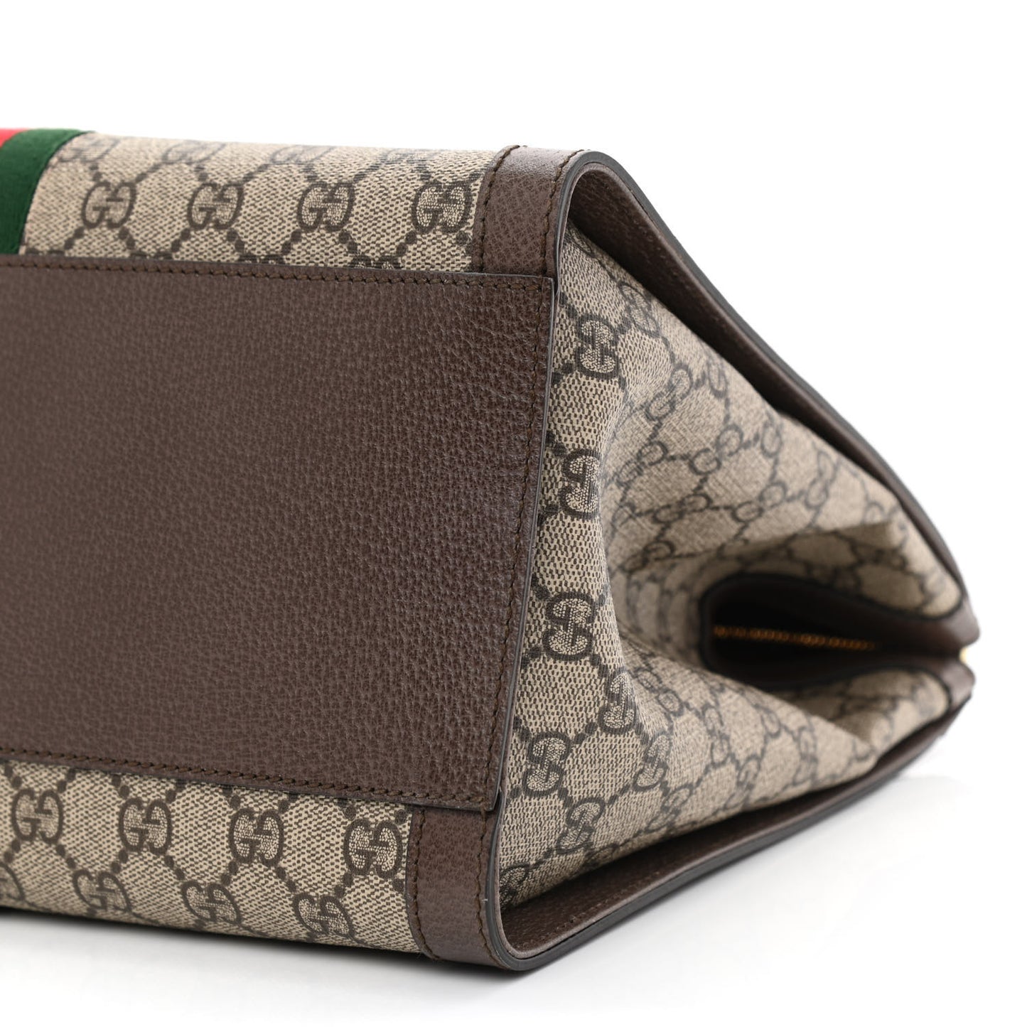 GG Supreme Monogram Web Medium Ophidia Tote Bag Brown