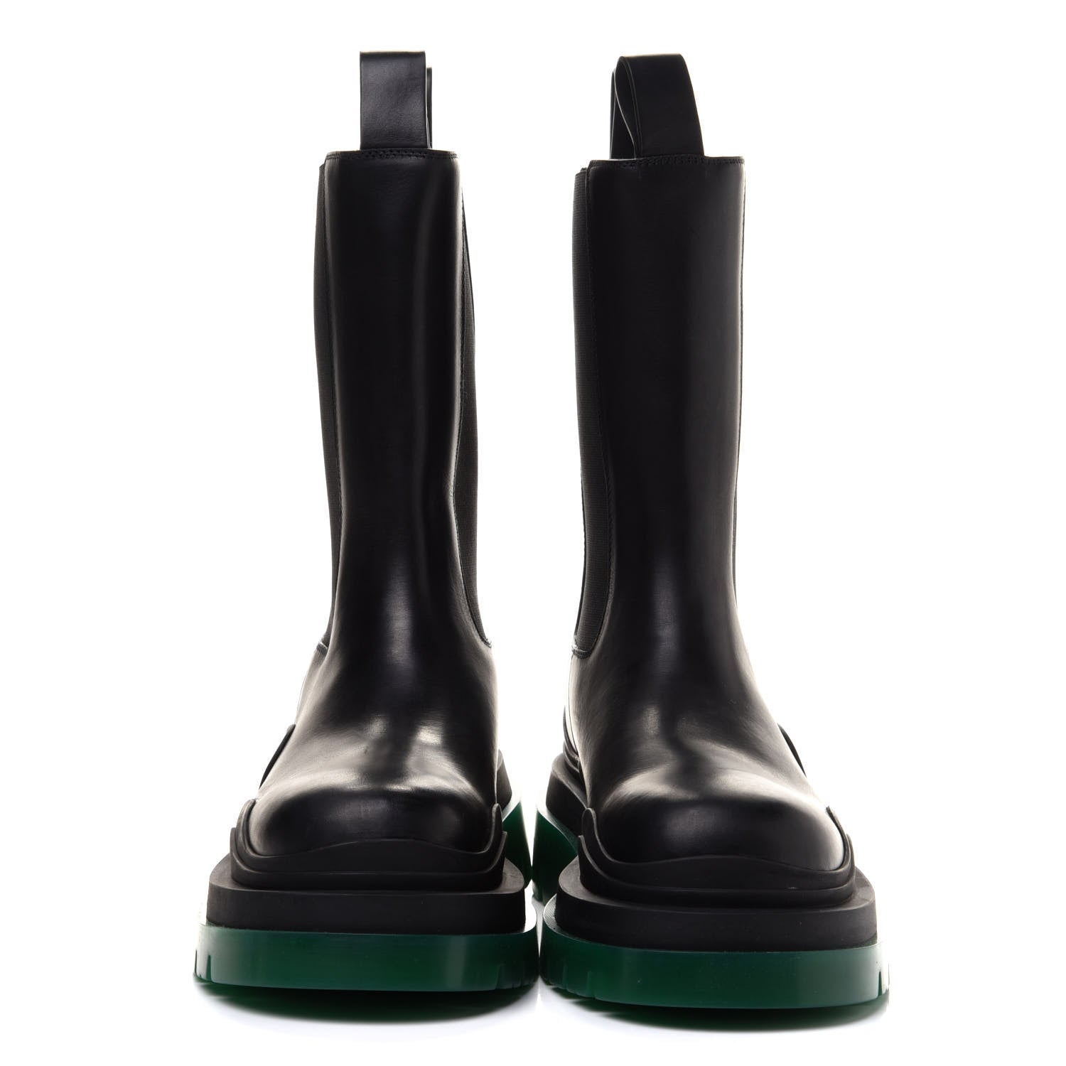 Bottega Veneta Calfskin The Tire Chelsea Boots 40 Black Green 2 of 9