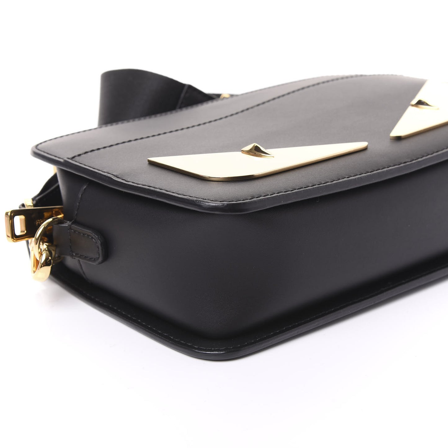 Vitello Metal Monster Eyes Messenger Bag Black