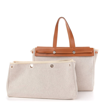 Hermes Toile Vache Hunter Herbag Cabas MM Natural 2 of 10