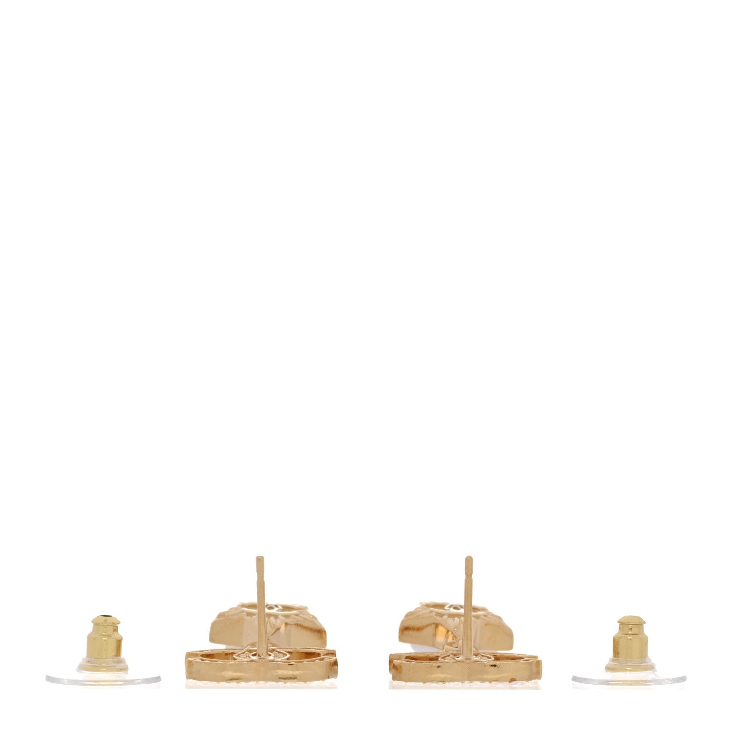 Chanel Metal Crystal Pearl CC Star Drop Earrings Gold Pearly White 3 of 5