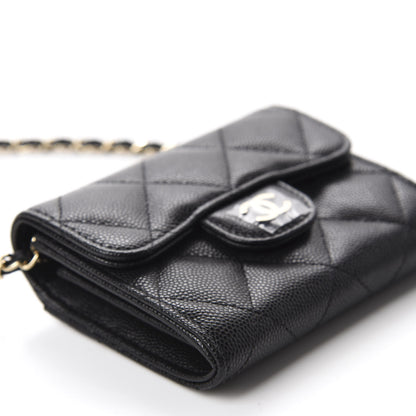 Chanel Caviar Quilted Flap Card Holder On Chain Black 6 of 12