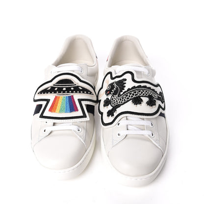 Gucci Calfskin Ayers Web UFO Dragon Embroidered Mens Ace Sneakers 7.5 White 6 of 10
