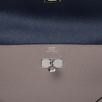 Hermes Epsom Kelly Longue Wallet Gris Asphalte Bleu Indigo 6 of 8