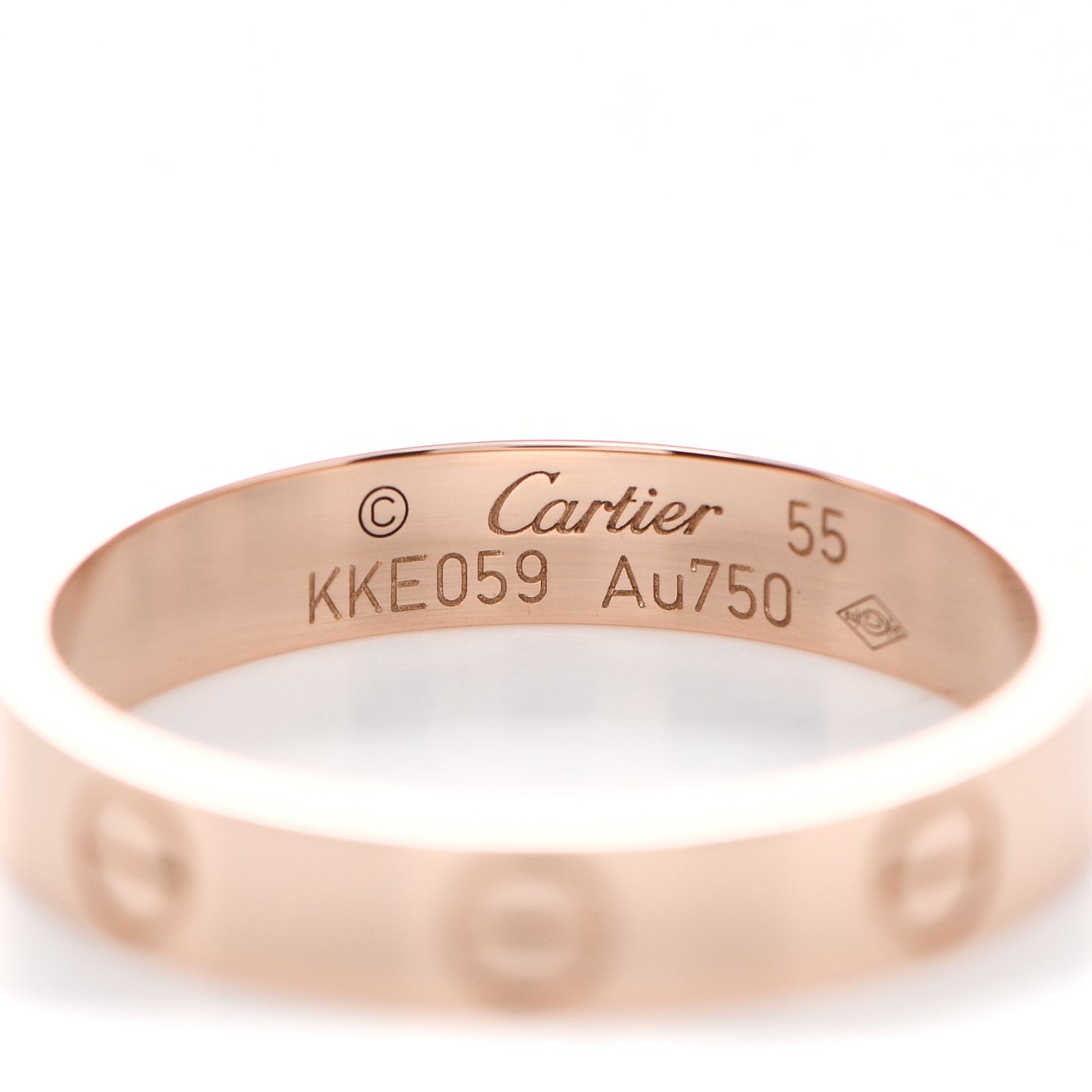 18K Pink Gold 3.5mm LOVE Wedding Band Ring 55 7.25